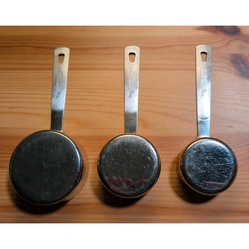Williams-Sonoma 18/10 Stainless Steel Measuring Cups Set 3pcs: 1/4, 1/2, 1/3 Cup